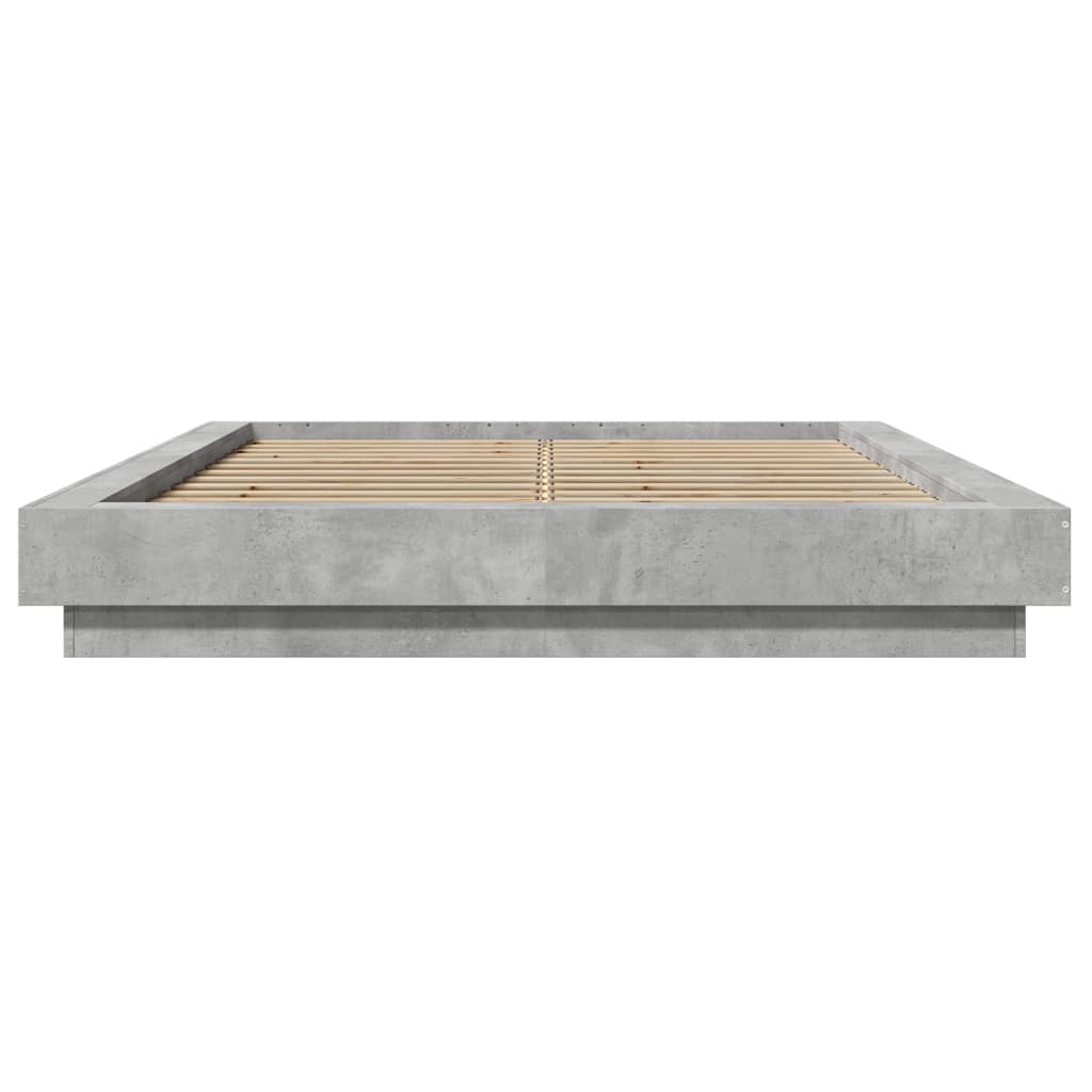 Bed Frame Concrete Grey 135X190 Cm Double Engineered Wood