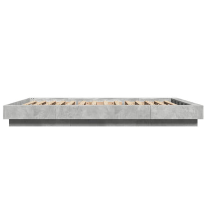 Bed Frame Concrete Grey 135X190 Cm Double Engineered Wood