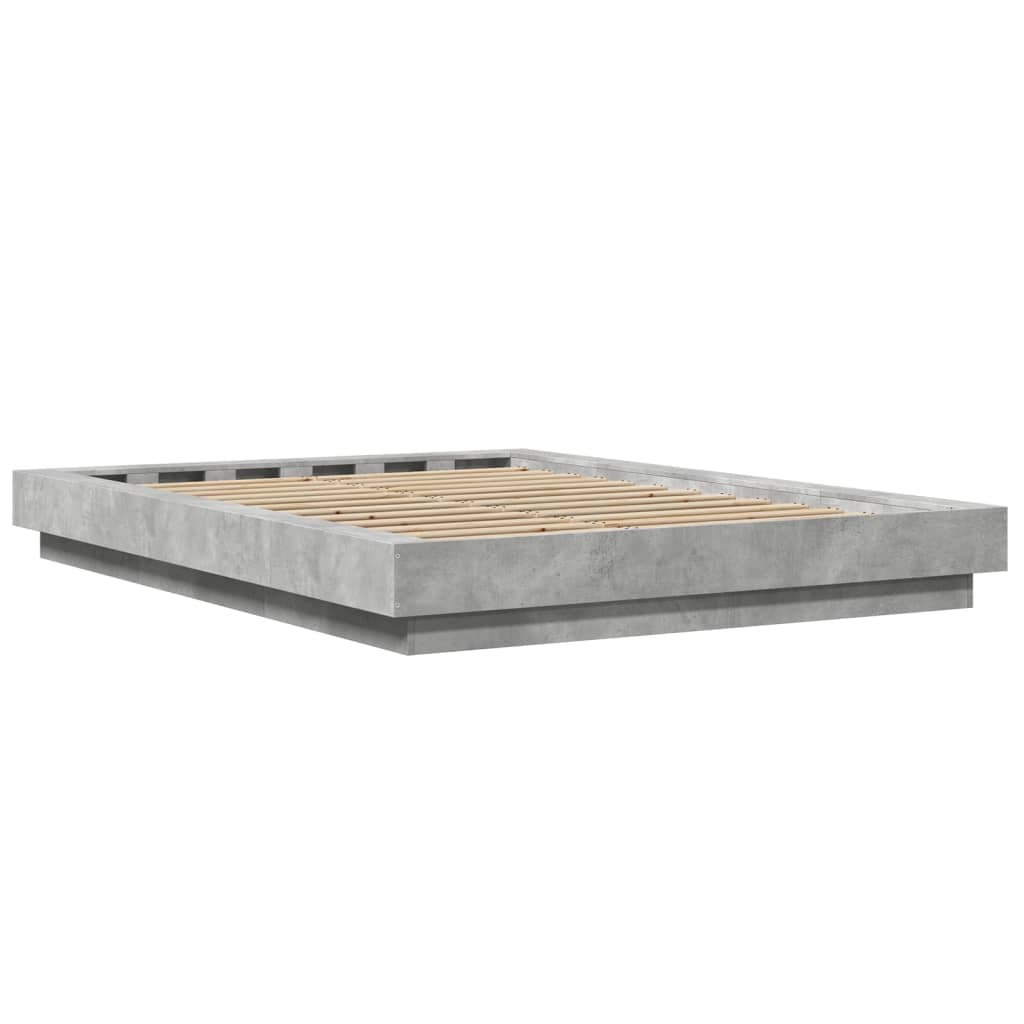 Bed Frame Concrete Grey 135X190 Cm Double Engineered Wood