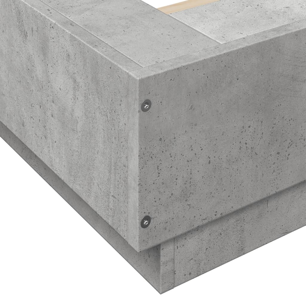 Bed Frame Concrete Grey 135X190 Cm Double Engineered Wood