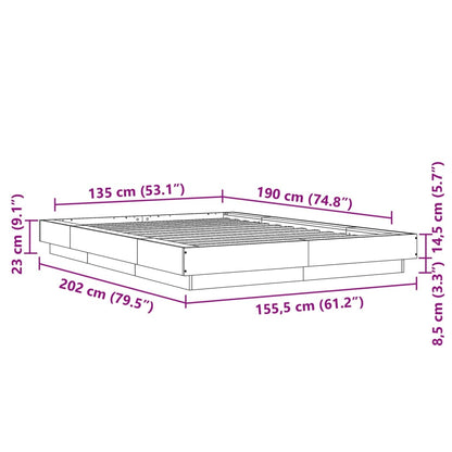 Bed Frame Concrete Grey 135X190 Cm Double Engineered Wood