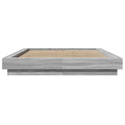 Bed Frame Grey Sonoma 135X190 Cm Double Engineered Wood