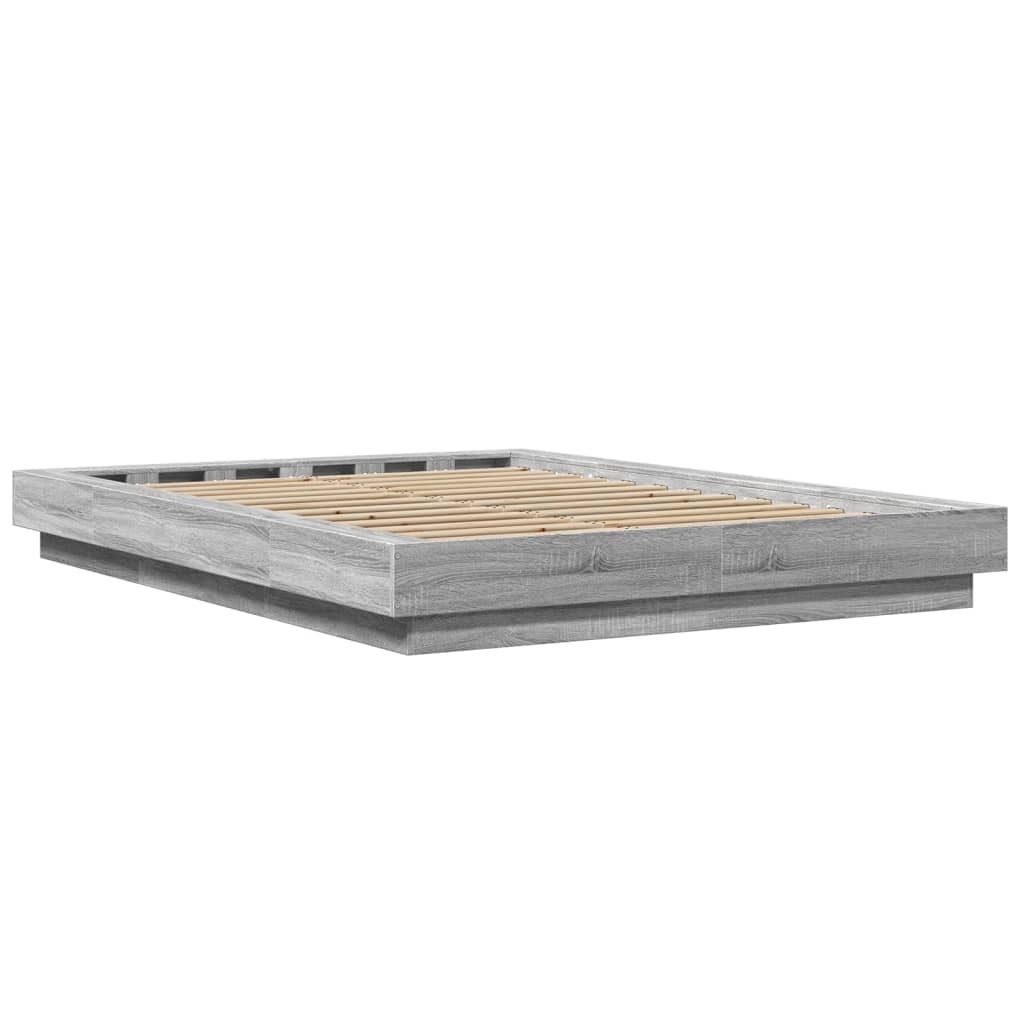 Bed Frame Grey Sonoma 135X190 Cm Double Engineered Wood