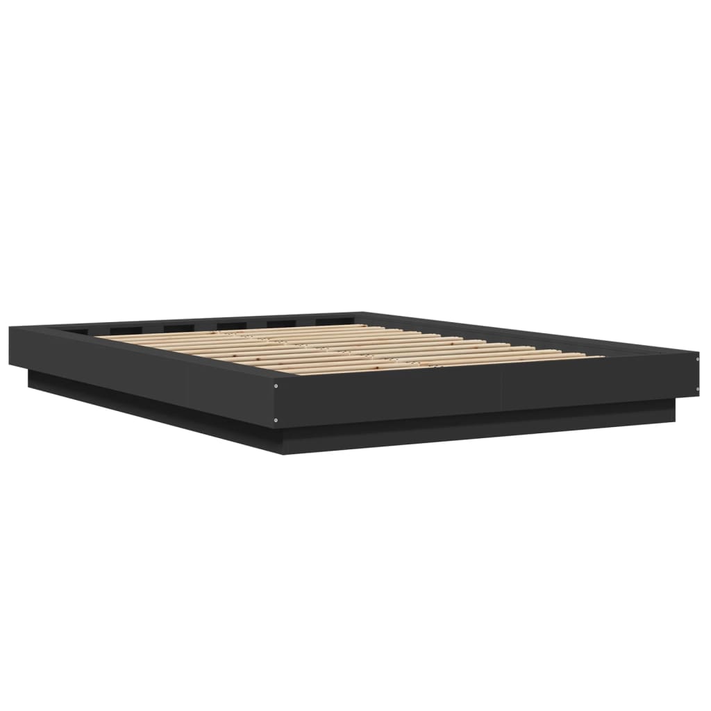 Bed Frame Black 120X190 Cm Small Double Engineered Wood