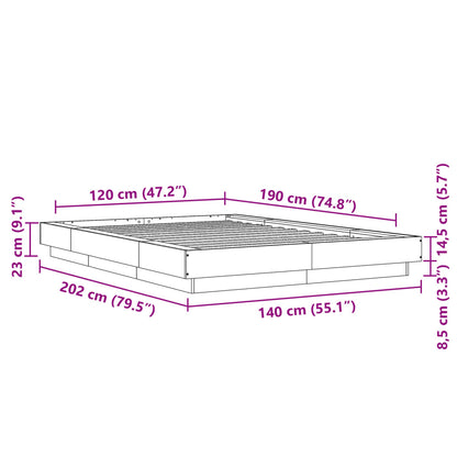 Bed Frame Black 120X190 Cm Small Double Engineered Wood