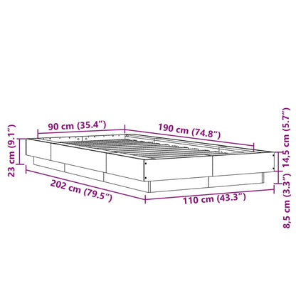 Bed Frame Concrete Grey 90X190 Cm Single Engineered Wood