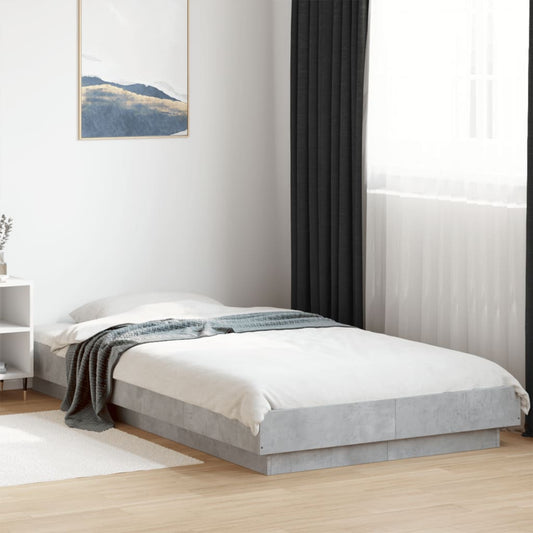 Bed Frame Concrete Grey 90X190 Cm Single Engineered Wood