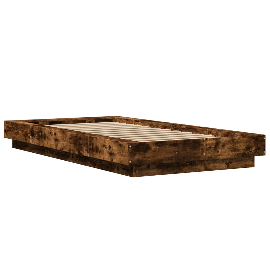 Bed Frame Smoked Oak 90X190 Cm Single Engineered Wood