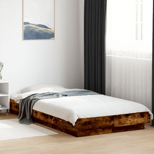 Bed Frame Smoked Oak 90X190 Cm Single Engineered Wood