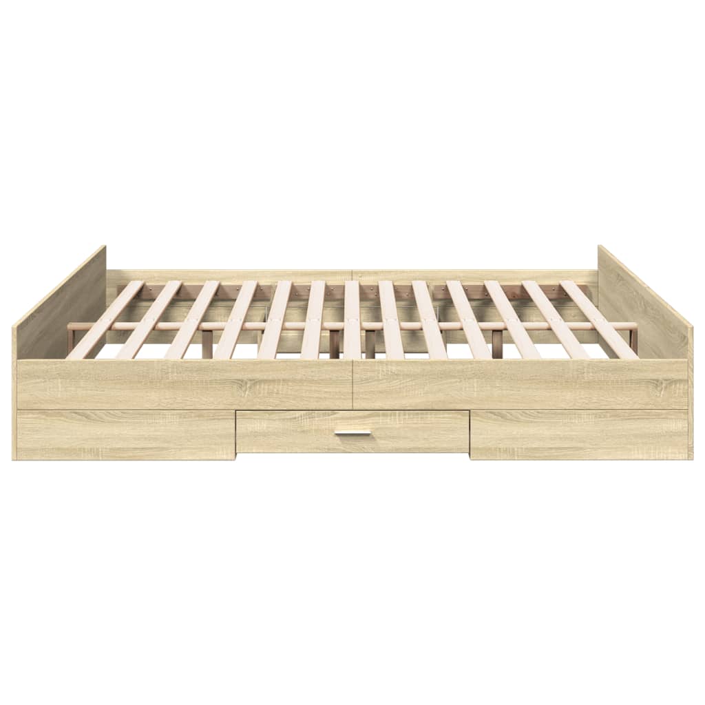 Bed Frame With Drawers Sonoma Oak 180X200 Cm Super King Engineered Wood