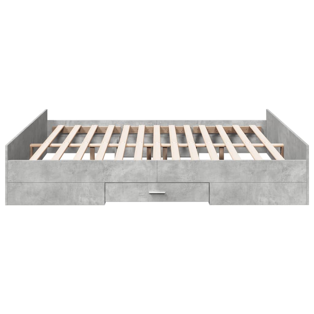 Bed Frame With Drawers Concrete Grey 180X200 Cm Super King Engineered Wood