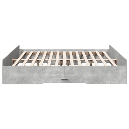 Bed Frame With Drawers Concrete Grey 180X200 Cm Super King Engineered Wood