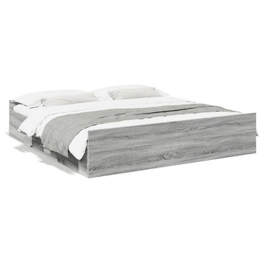 Bed Frame With Drawers Grey Sonoma 180X200 Cm Super King Engineered Wood