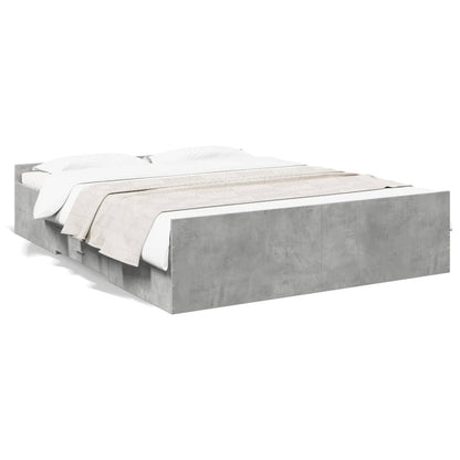 Bed Frame With Drawers Concrete Grey 150X200 Cm King Size Engineered Wood