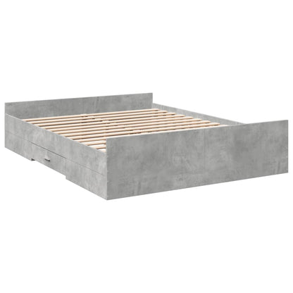 Bed Frame With Drawers Concrete Grey 150X200 Cm King Size Engineered Wood