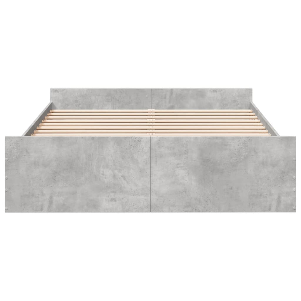 Bed Frame With Drawers Concrete Grey 150X200 Cm King Size Engineered Wood