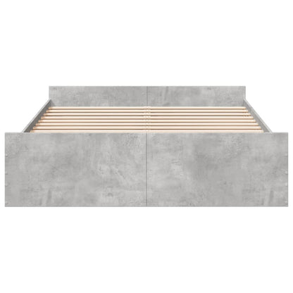 Bed Frame With Drawers Concrete Grey 150X200 Cm King Size Engineered Wood