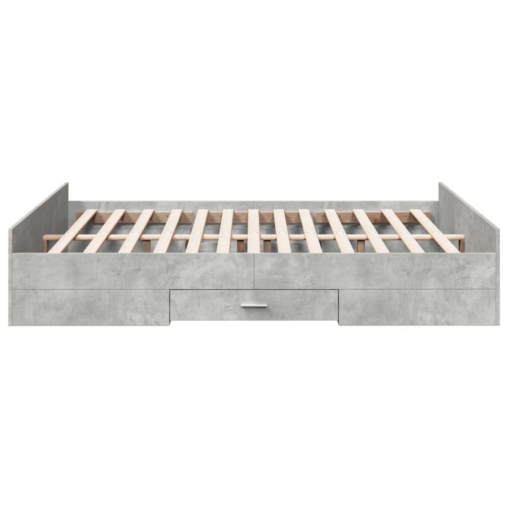 Bed Frame With Drawers Concrete Grey 150X200 Cm King Size Engineered Wood