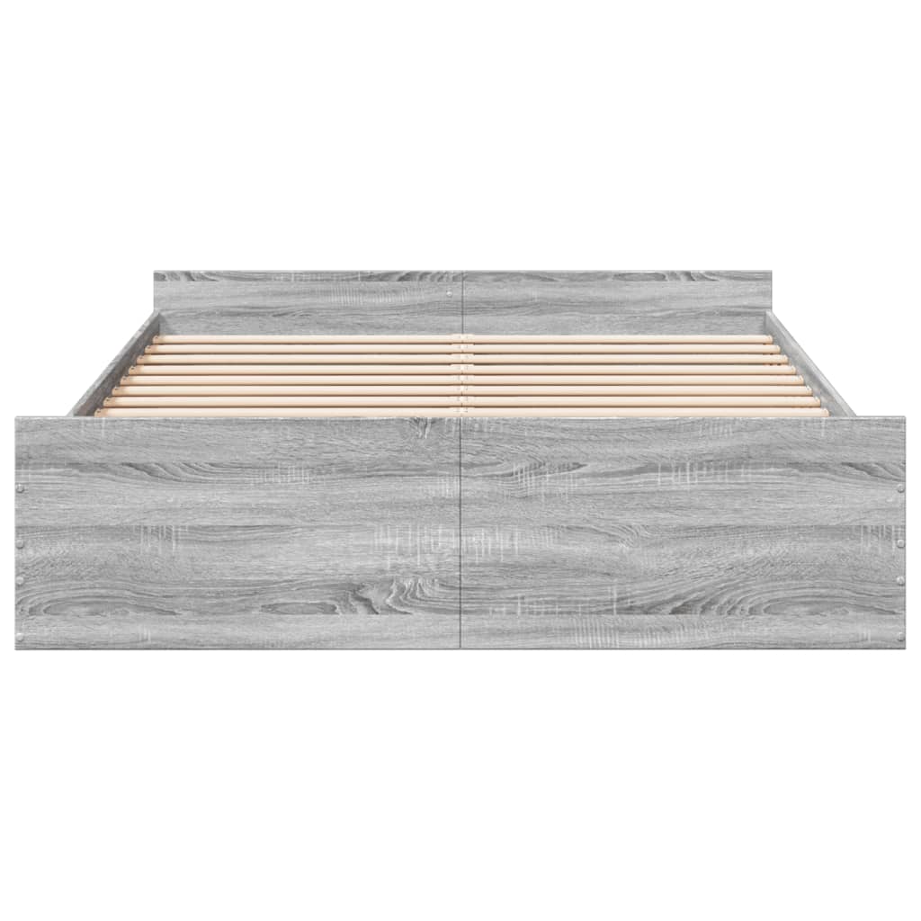 Bed Frame With Drawers Grey Sonoma 150X200 Cm King Size Engineered Wood