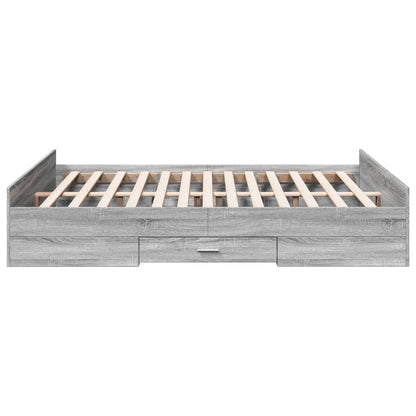 Bed Frame With Drawers Grey Sonoma 150X200 Cm King Size Engineered Wood