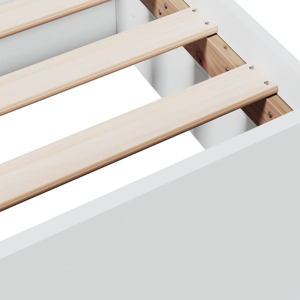 Bed Frame With Drawers White 90X190 Cm Single Engineered Wood