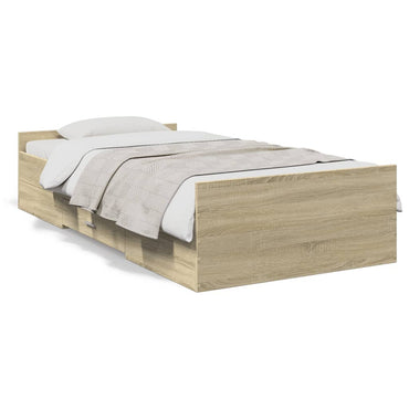 Bed Frame With Drawers Sonoma Oak 90X190 Cm Single Engineered Wood