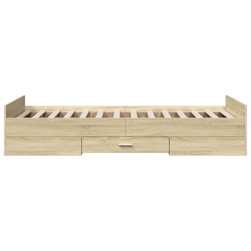 Bed Frame With Drawers Sonoma Oak 90X190 Cm Single Engineered Wood