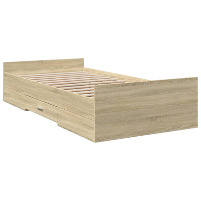 Bed Frame With Drawers Sonoma Oak 90X190 Cm Single Engineered Wood