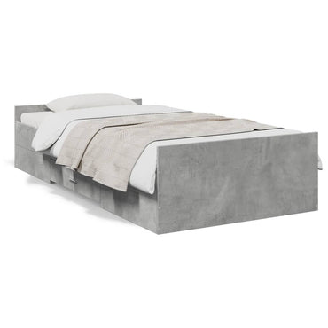 Bed Frame With Drawers Concrete Grey 90X190 Cm Single Engineered Wood