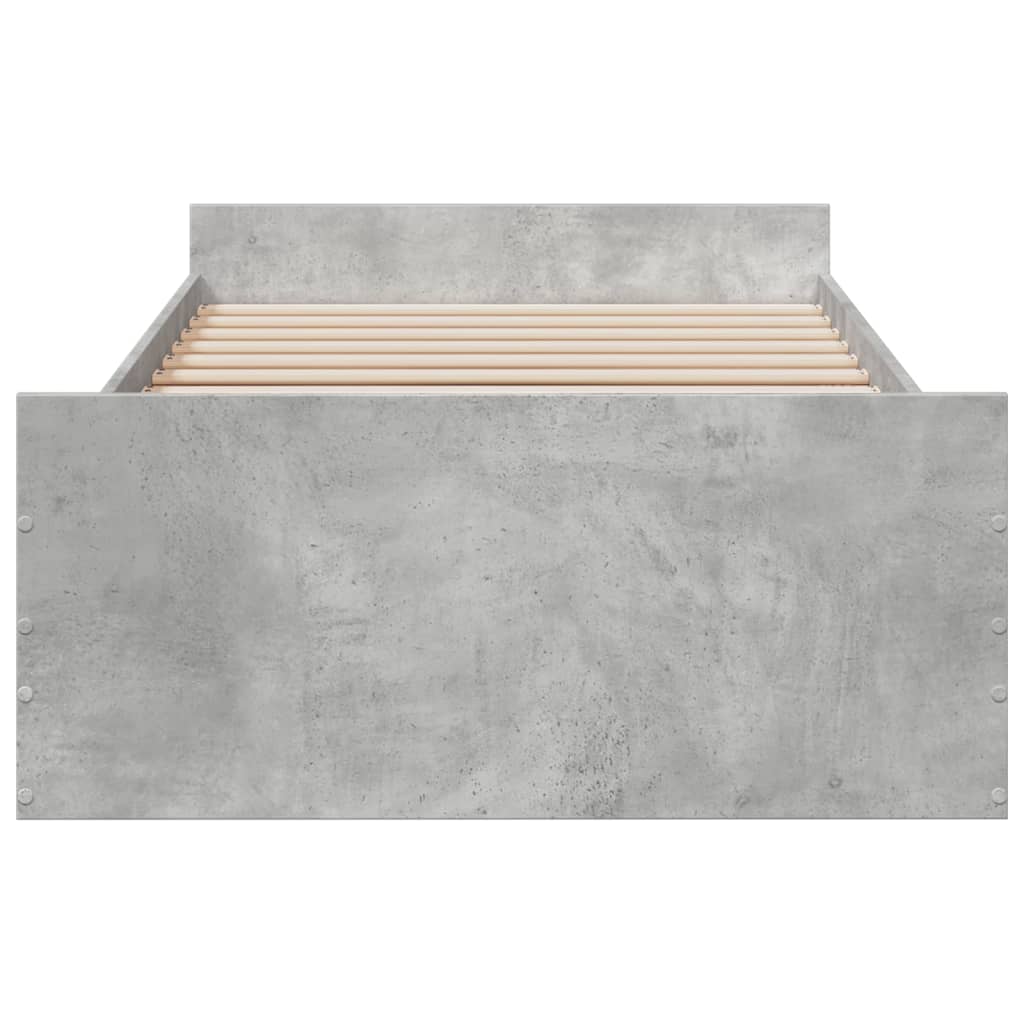 Bed Frame With Drawers Concrete Grey 90X190 Cm Single Engineered Wood