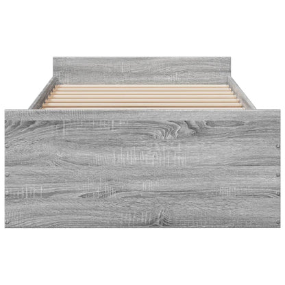 Bed Frame With Drawers Grey Sonoma 90X190 Cm Single Engineered Wood