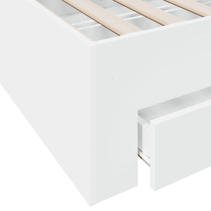 Bed Frame With Drawers White 150X200 Cm King Size Engineered Wood