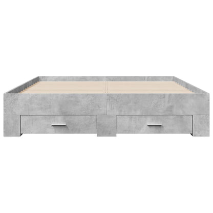 Bed Frame With Drawers Concrete Grey 150X200 Cm King Size Engineered Wood