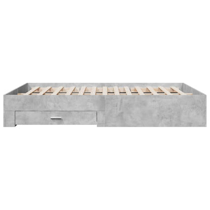 Bed Frame With Drawers Concrete Grey 150X200 Cm King Size Engineered Wood