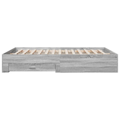 Bed Frame With Drawers Grey Sonoma 150X200 Cm King Size Engineered Wood