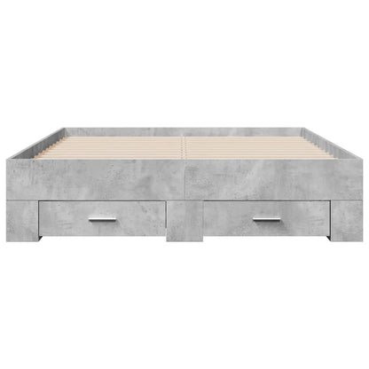 Bed Frame With Drawers Concrete Grey 135X190 Cm Double Engineered Wood