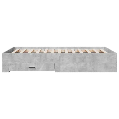 Bed Frame With Drawers Concrete Grey 135X190 Cm Double Engineered Wood