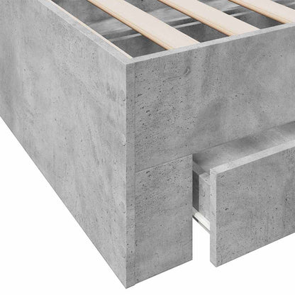 Bed Frame With Drawers Concrete Grey 135X190 Cm Double Engineered Wood