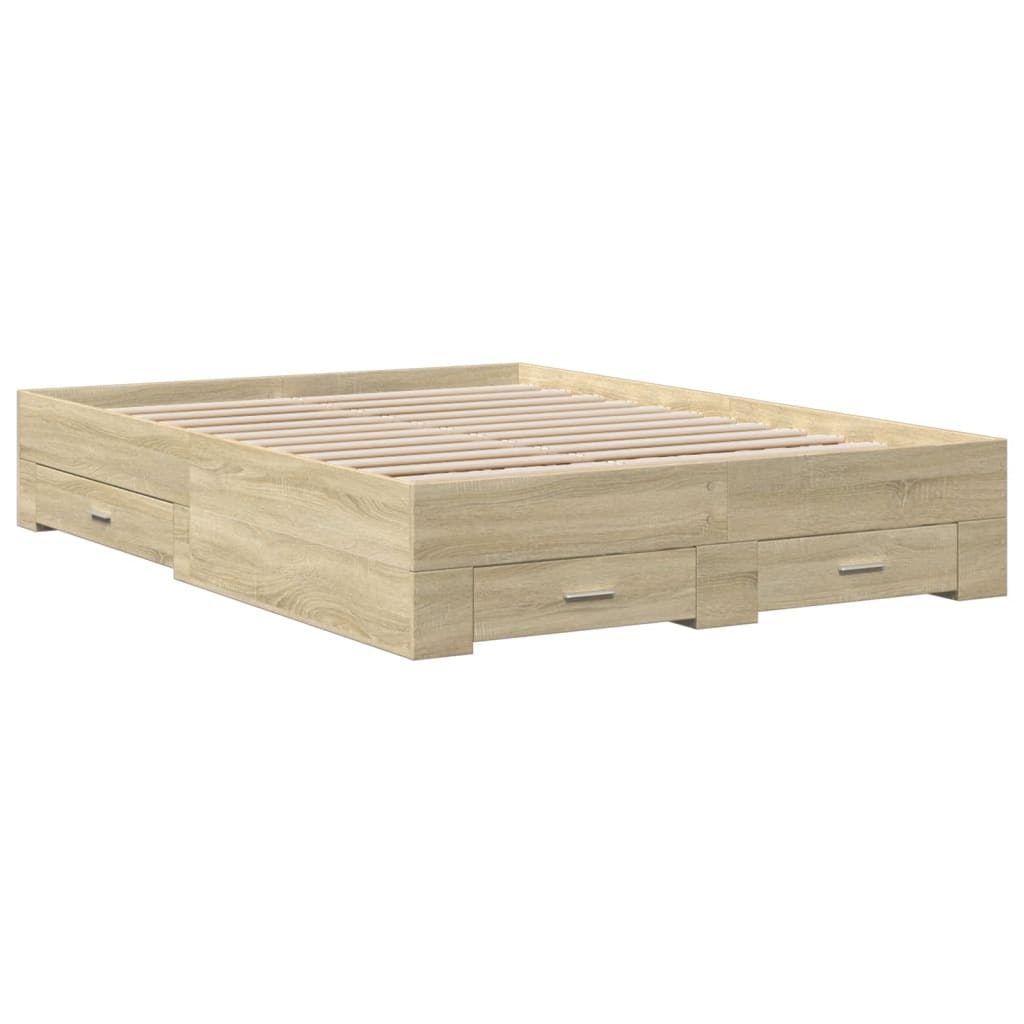 Bed Frame With Drawers Without Mattress Sonoma Oak 120X190 Cm Small Double