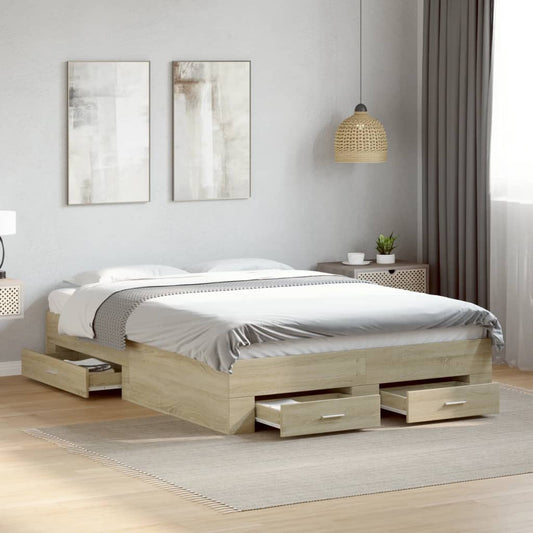 Bed Frame With Drawers Without Mattress Sonoma Oak 120X190 Cm Small Double