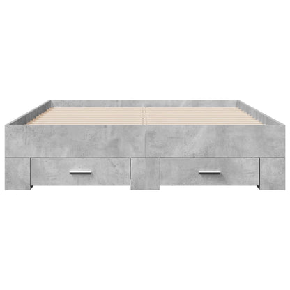 Bed Frame With Drawers Without Mattress Concrete Grey 120X190 Cm Small Double