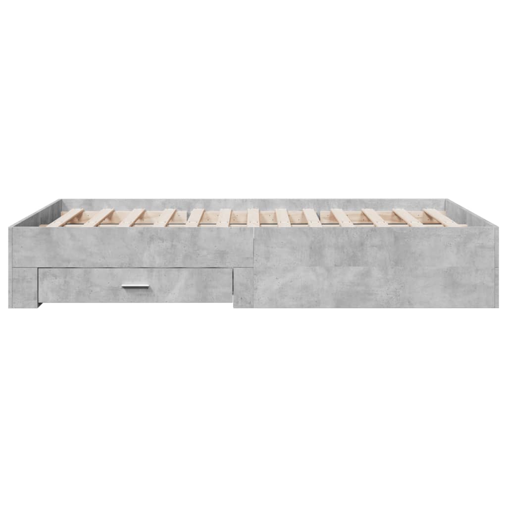 Bed Frame With Drawers Without Mattress Concrete Grey 120X190 Cm Small Double