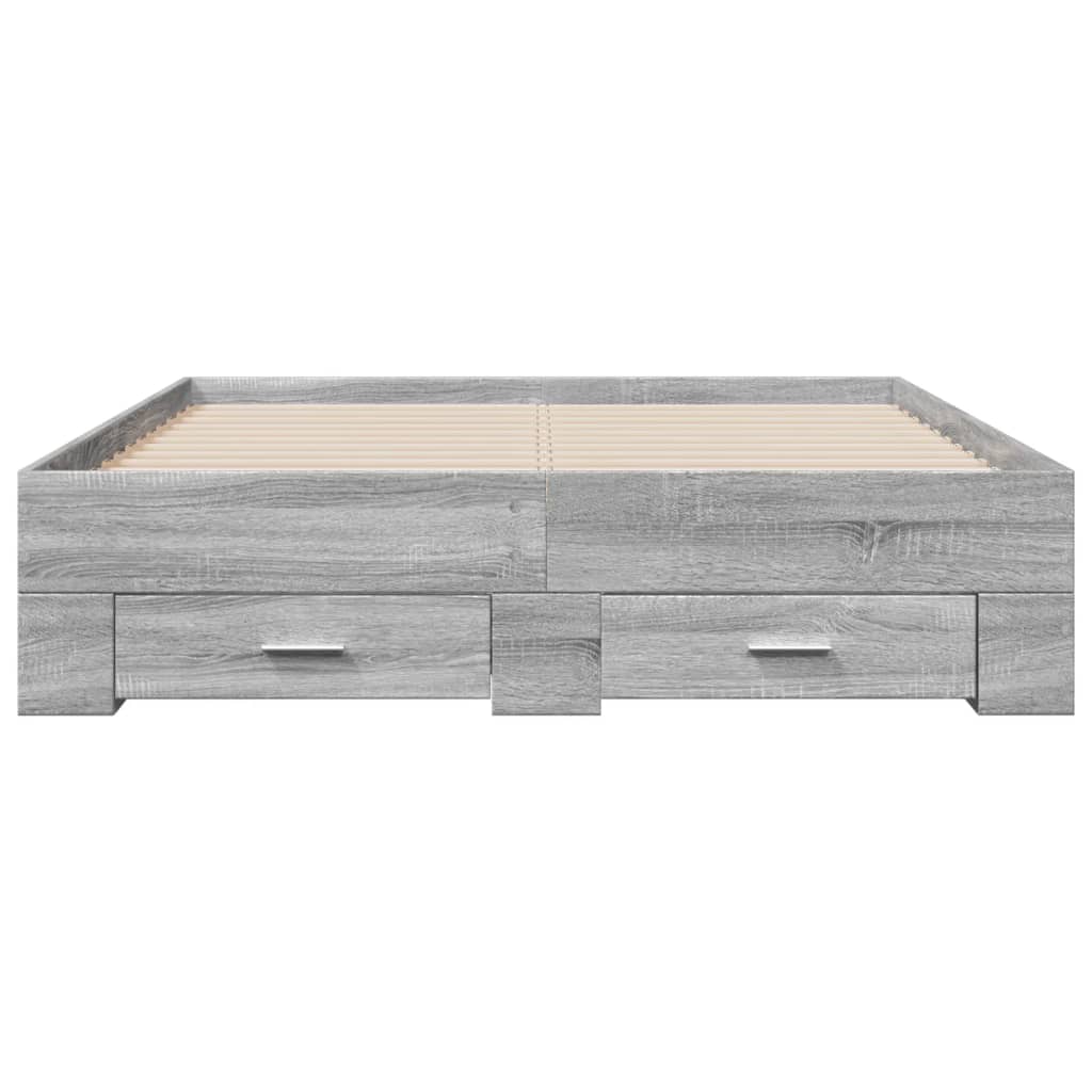 Bed Frame With Drawers Without Mattress Grey Sonoma 120X190 Cm Small Double