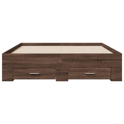 Bed Frame With Drawers Brown Oak 120X190 Cm Small Double Engineered Wood