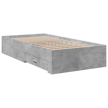 Bed Frame With Drawers Concrete Grey 90X190 Cm Single Engineered Wood