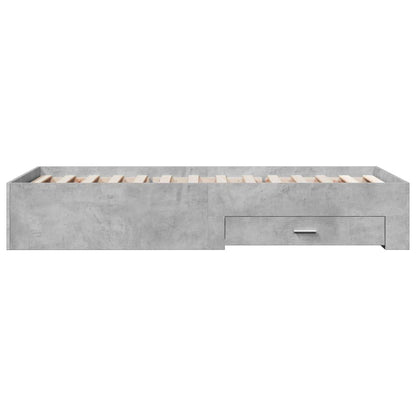 Bed Frame With Drawers Concrete Grey 90X190 Cm Single Engineered Wood