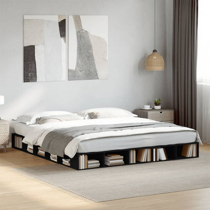 Bed Frame Black 180X200 Cm Super King Engineered Wood