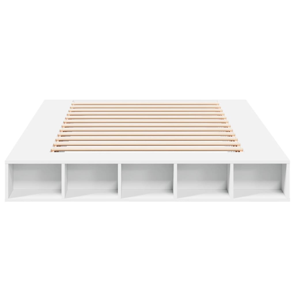 Bed Frame White 150X200 Cm King Size Engineered Wood