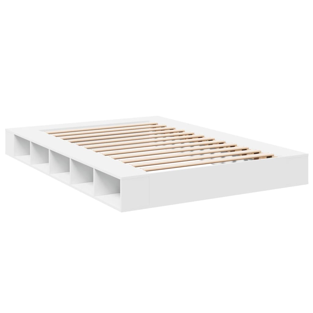 Bed Frame White 150X200 Cm King Size Engineered Wood