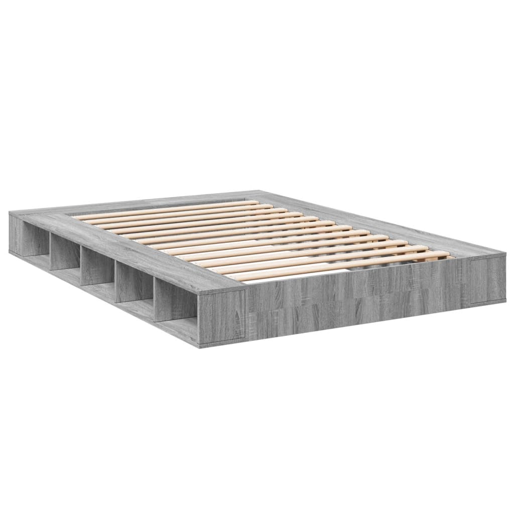 Bed Frame Grey Sonoma 150X200 Cm King Size Engineered Wood